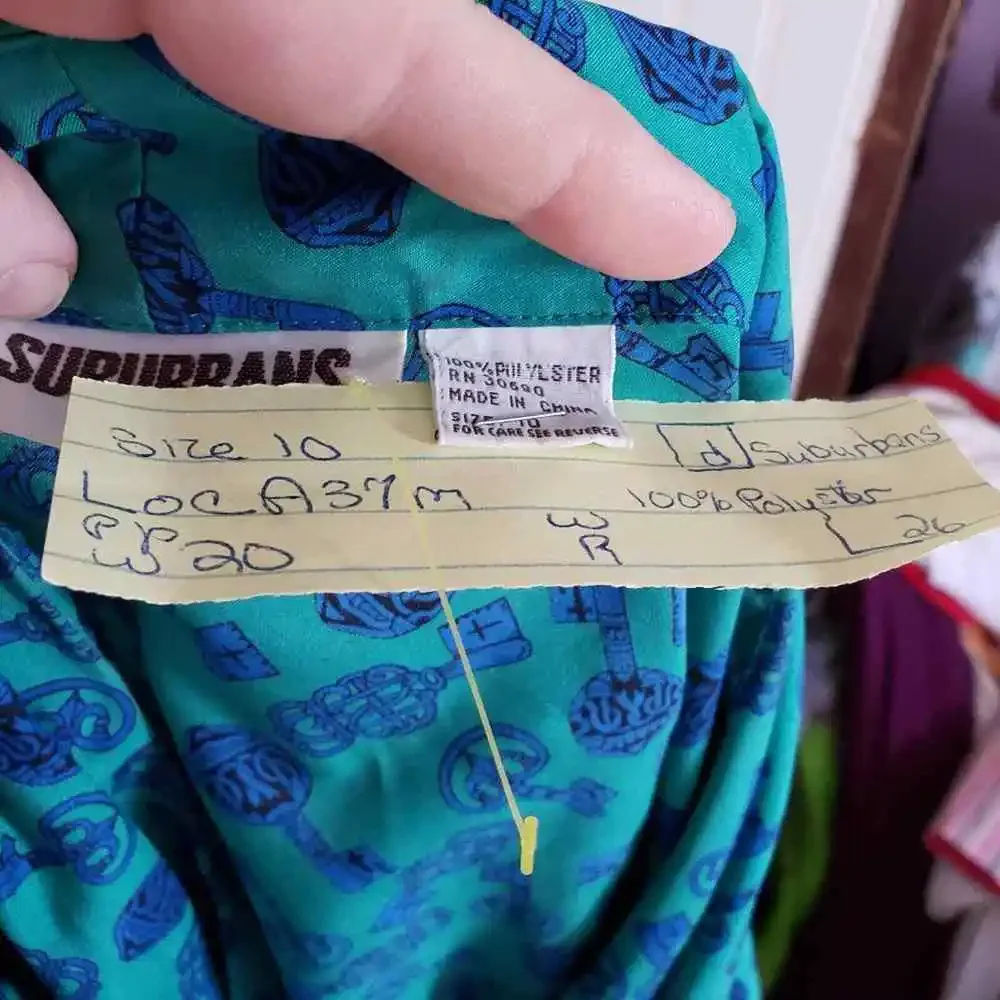 Vintage teal Puff Sleeve popover wrap blouse key Chain Western Equestrian M L - Picture 4 of 7